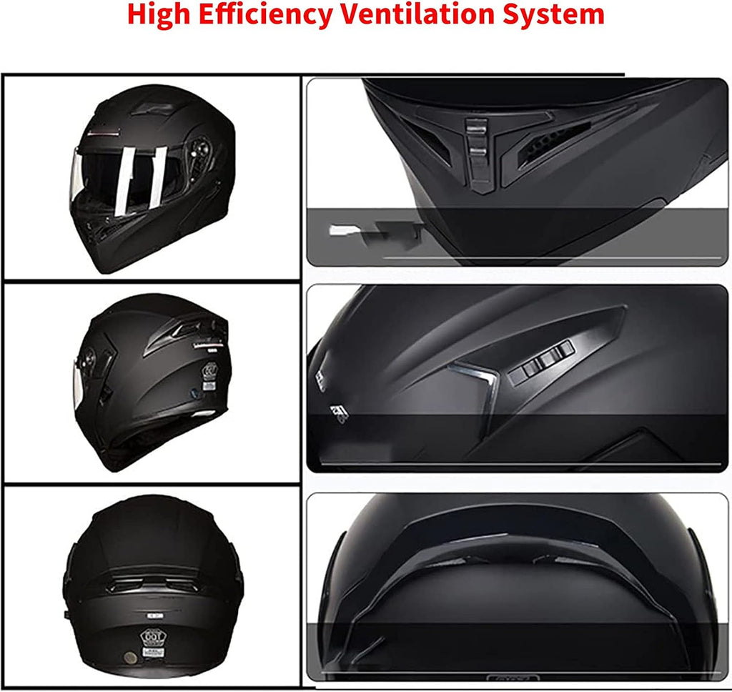 Casco de moto modular Bluetooth integrado homologado ECE/DOT con doble visera antivaho y micrófono, casco de moto integral para hombres, mujeres y adultos, azul, M