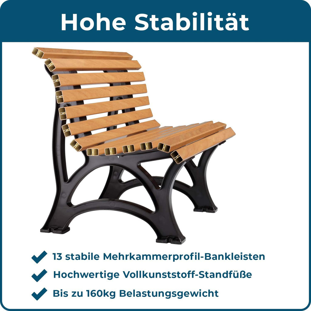 Banco de jardín Blome Amrum – banco de aspecto madera, banco de exterior para jardín, balcón, terraza, 2 plazas, hecho en Alemania