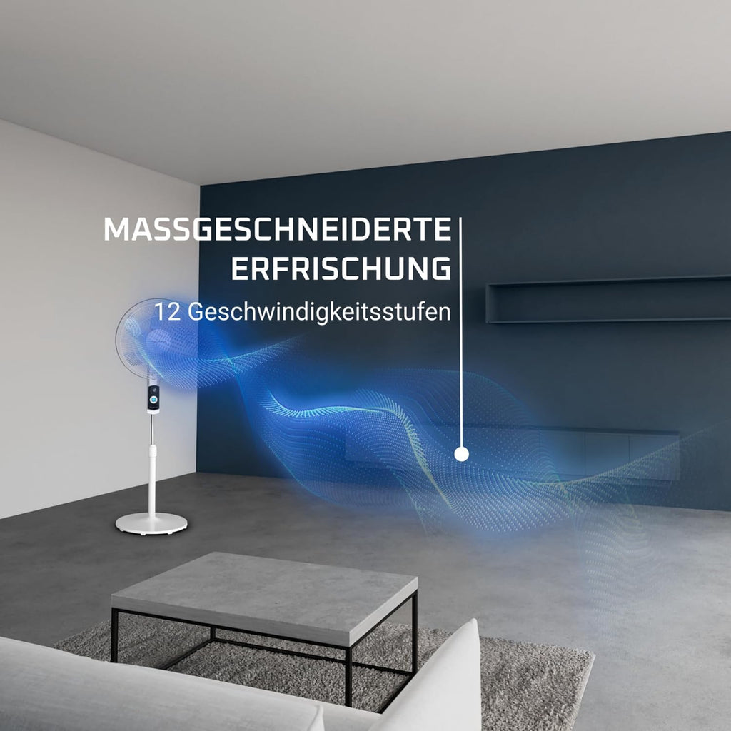 Ventilador de pie Rowenta Turbo Silence, 35 dB(A), refrescante y potente hasta 7,2 m, 12 velocidades, oscilación de 120°, mando a distancia, pantalla LED, temporizador de 12 horas, VU5650F0
