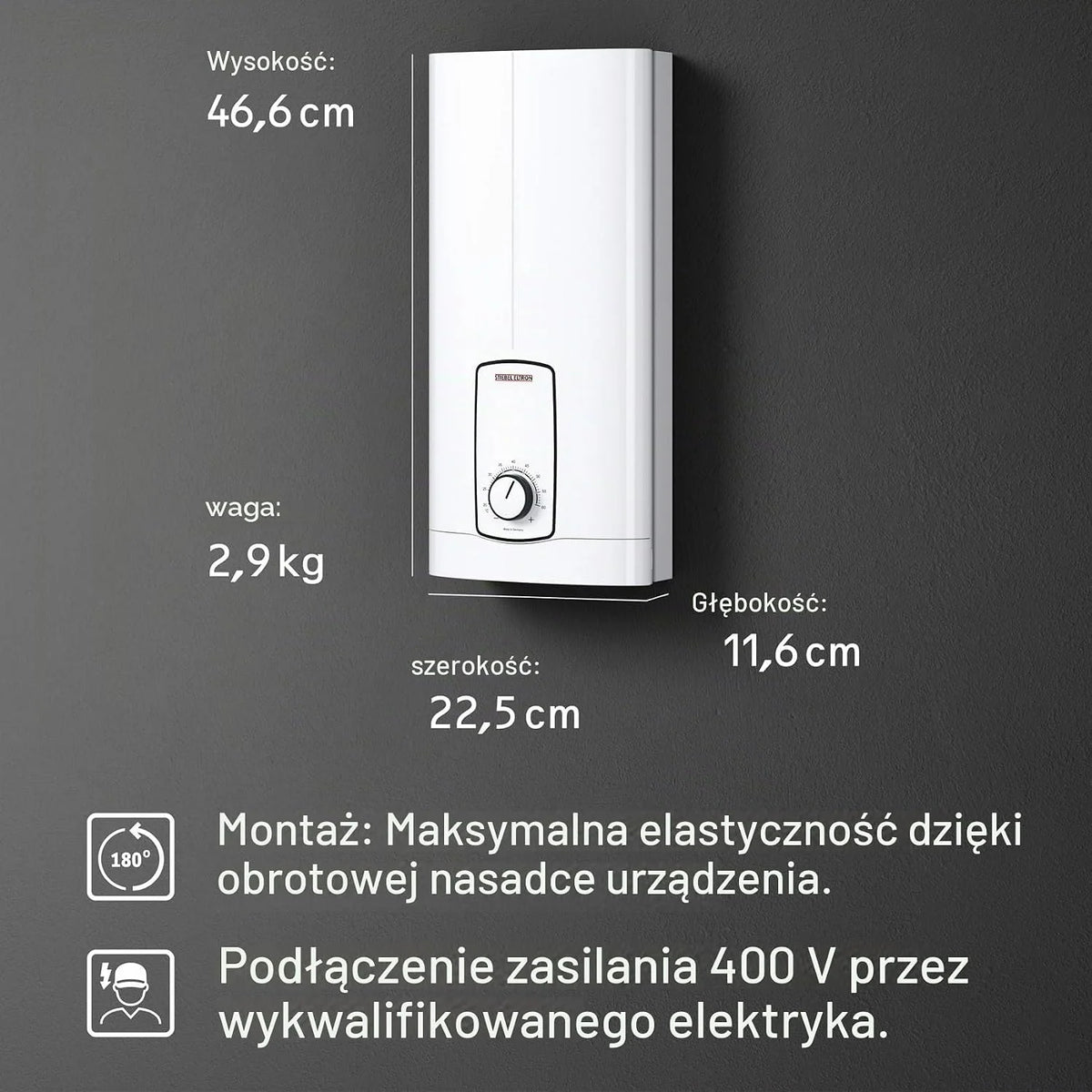 Stiebel Eltron St Trend Podgrzewacz Wody, Biały, 46 x 22 x 11 cm