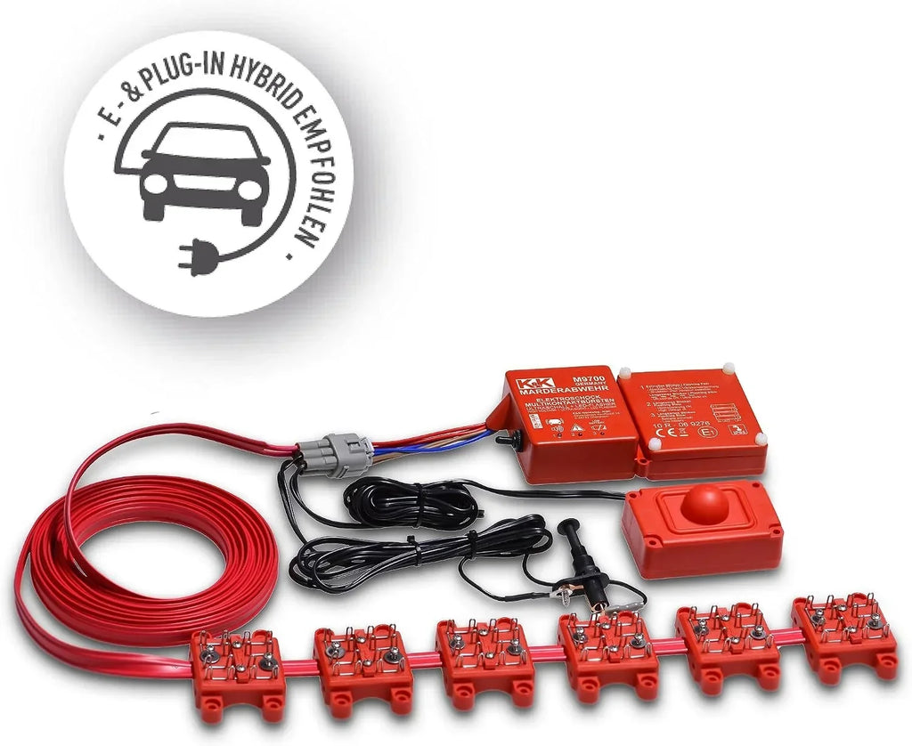 Dispositivo repelente de martas M9700, alta tensión, ultrasonido, 360°, IP67, funciona con batería, cable de conexión, unidad de control