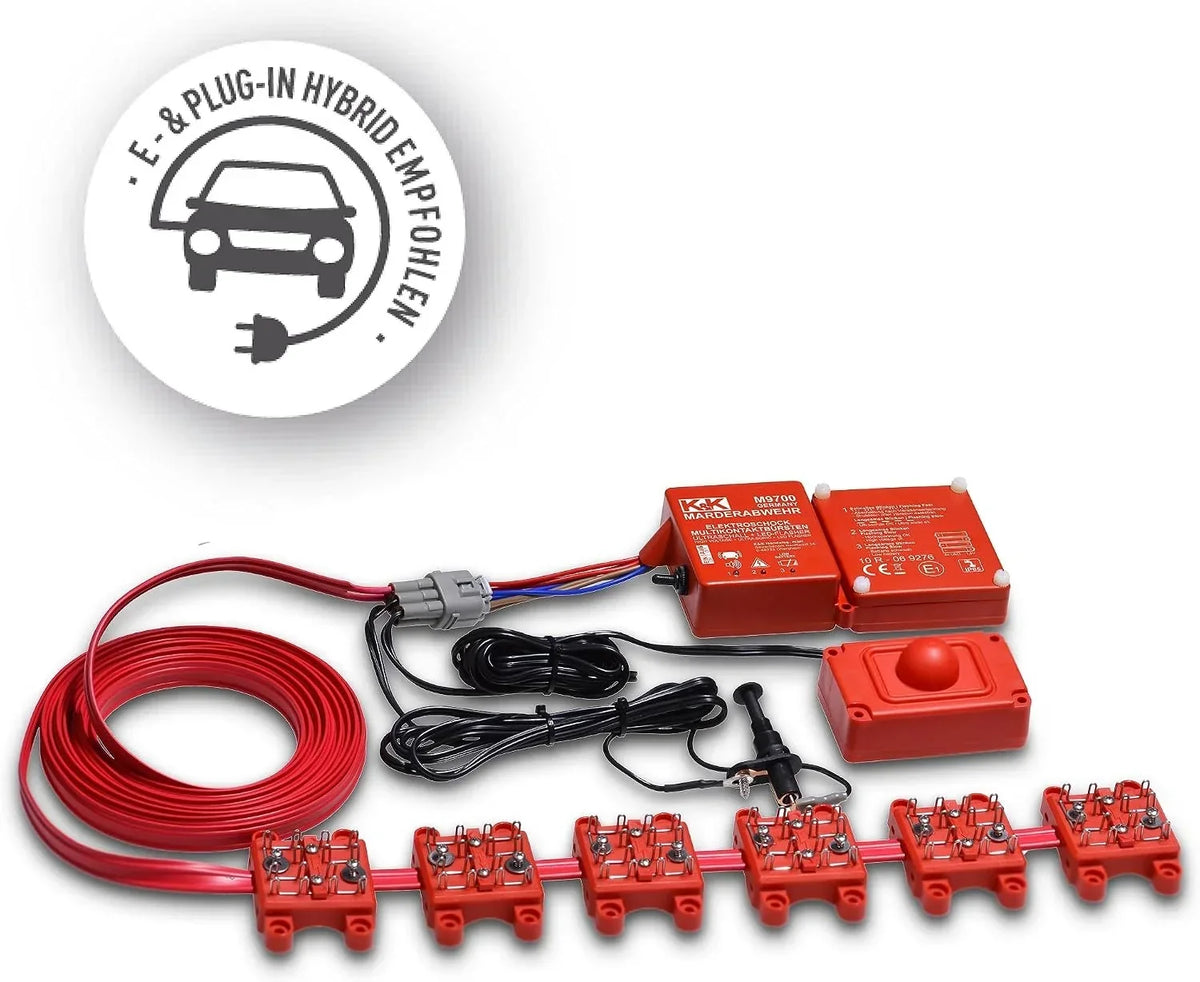 Dispositivo repelente de martas M9700, alta tensión, ultrasonido, 360°, IP67, funciona con batería, cable de conexión, unidad de control
