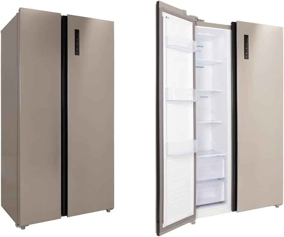 Respekta Side-by-Side lodówko-zamrażarka z maszyną do lodu Inox Look AC178IX-18/178 cm wysokość/szerokość 91 cm/pojemność chłodzenia 331 l/pojemność zamrażarki 174 l/z technologią No Frost