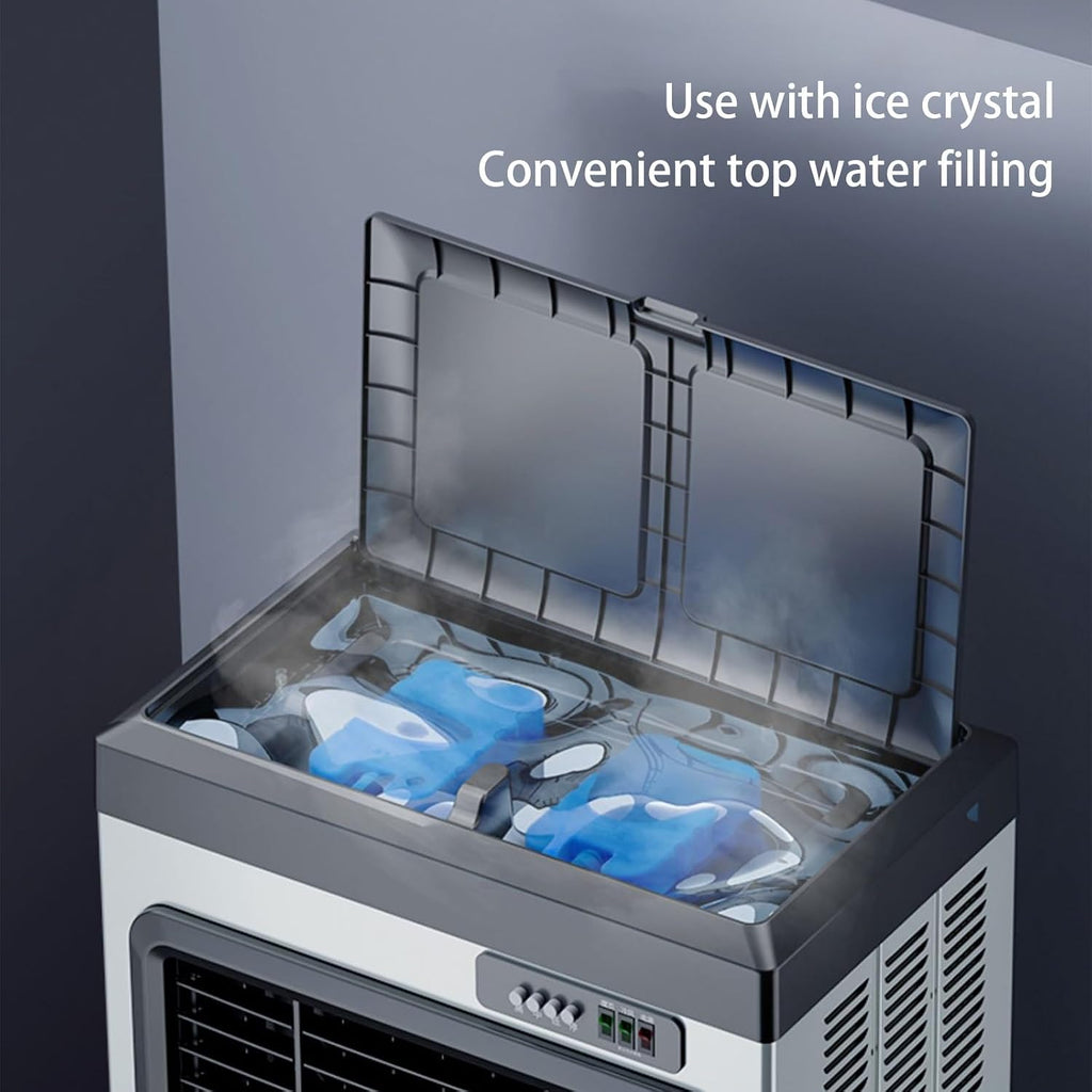 Enfriador evaporativo personal, aire acondicionado portátil real con depósito de 180 litros y 3 velocidades, climatizador evaporativo para habitaciones, oficinas y espacios exteriores (75 * 47 * 150 cm)