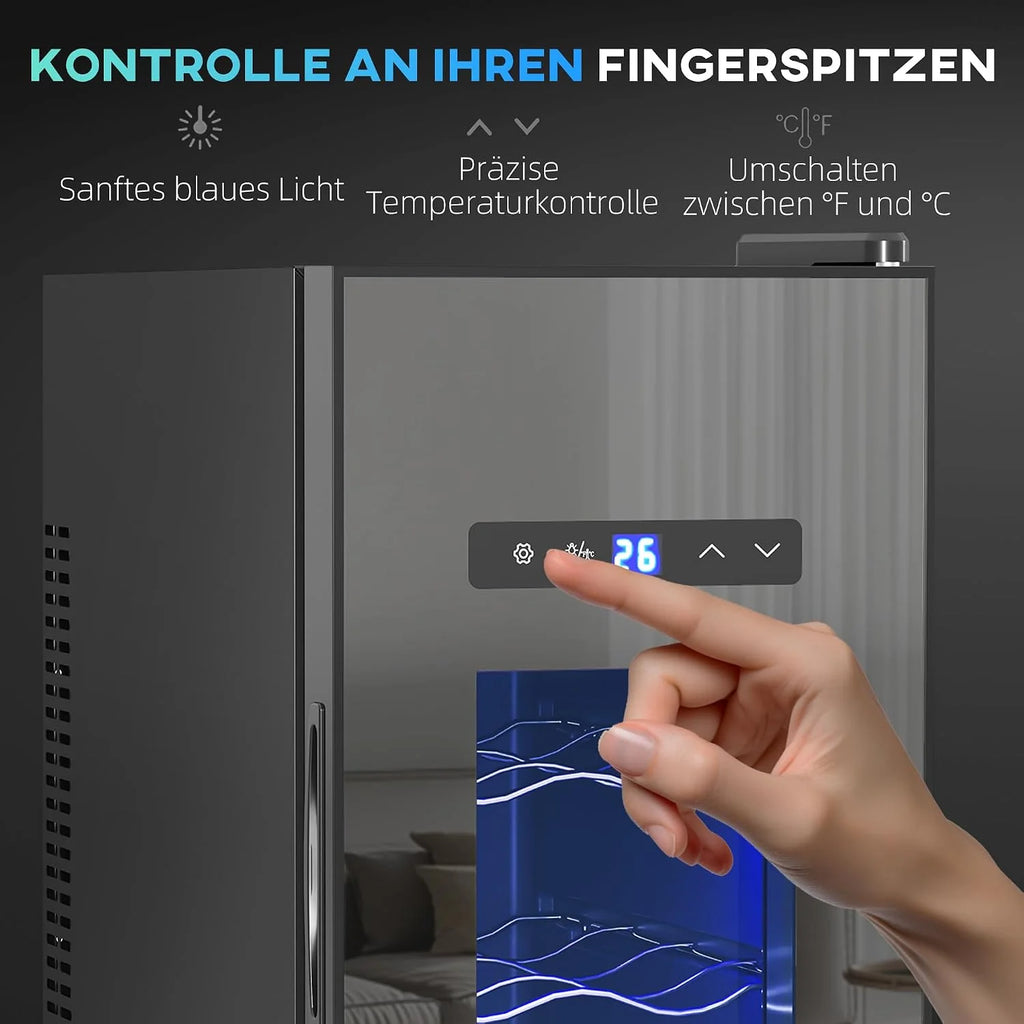 HOMCOM Lodówka na wino kompresorowa 12 butelek 30L 8-18°C Czarny