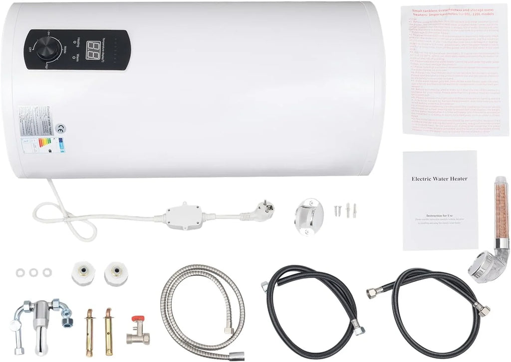 Elektryczny zbiornik ciepłej wody 220 V, zbiornik ścienny, podgrzewacz wody, wskaźnik temperatury, bojler elektryczny 2000 W (biały, 50 l)