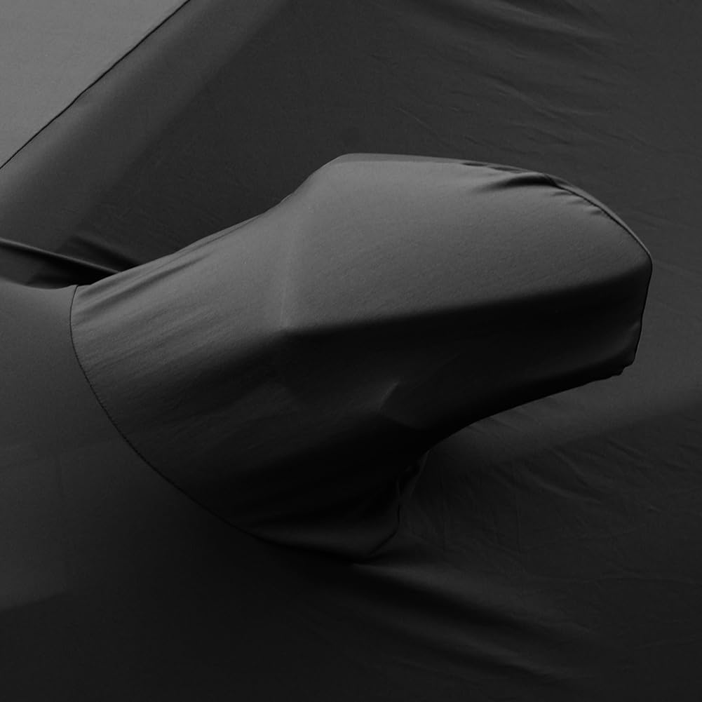 Asasytal Funda de coche para interiores, para sedán/berlina, funda protectora transpirable de terciopelo elástico, para garaje/exposición de coches, 4,9~5,25 m, gris a rayas + negro