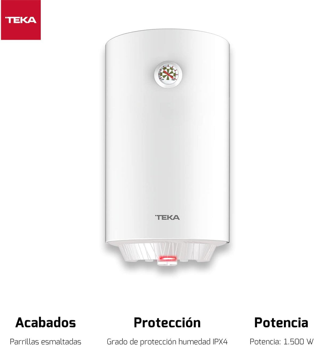 TEKA Termo Eléctrico 50 L, Instalación Vertical, Protección contra sobrecalentamiento, Indicador LED, Modelo EWH 50 C