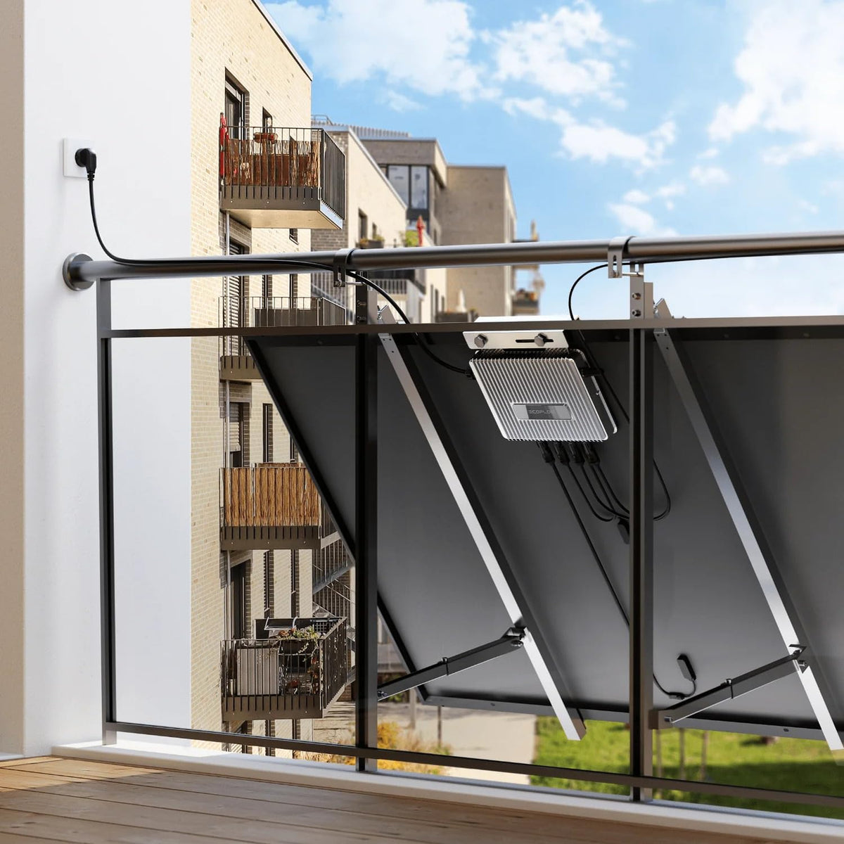 Microinversor EcoFlow Stream 800W 0% IVA, inversor solar inteligente con Wi-Fi para sistemas fotovoltaicos de balcón, inversor fotovoltaico para 2 paneles solares, 2 MPPT, aplicación, incluye cables AC y DC
