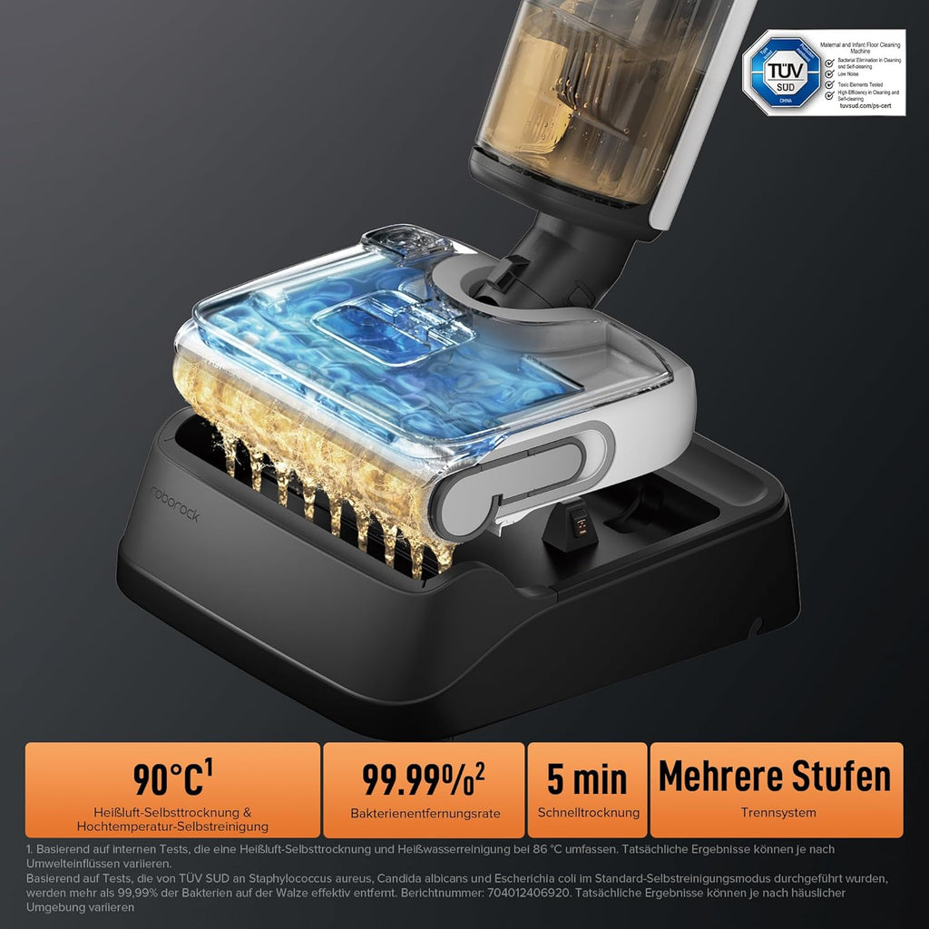 Aspiradora en seco y húmedo Roborock F25, aspiradora en seco y húmedo con inclinación de 180°, secado rápido con aire caliente a 90°C y autolimpieza a alta temperatura, aspiradora con función de fregado de 20.000 Pa, sistema antienredos para suelos duros