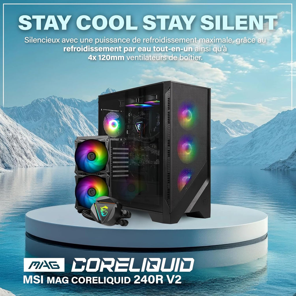 PC Gaming - Kit completo con AMD Ryzen 7 5700G | Vega 8 | 16 GB RAM DDR4 | SSD 1 TB | Refrigeración líquida | Monitor de 25 pulgadas | Ratón y teclado | AZERTY | Win11 Pro | Pack de ordenador