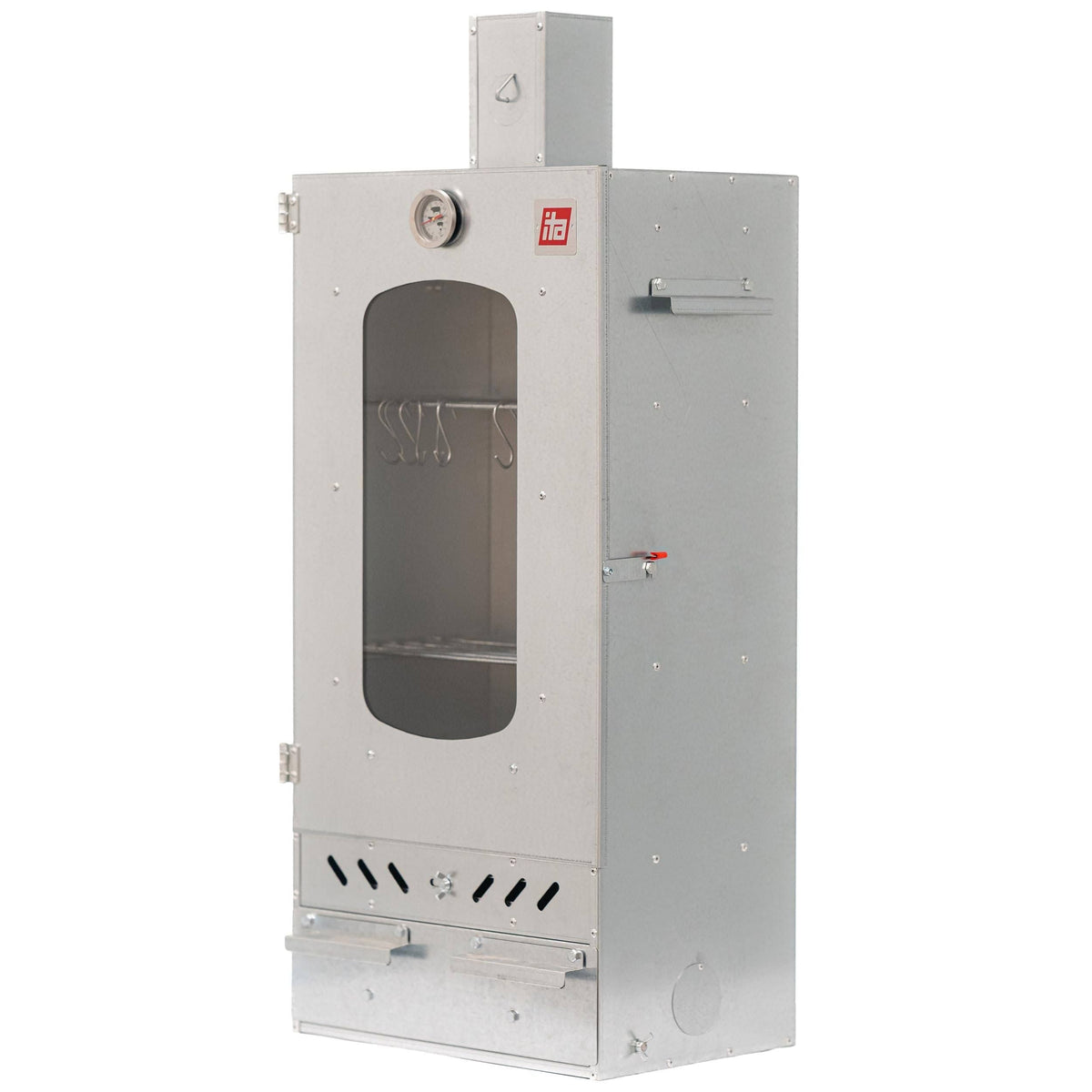 ITA Fumoir 7012 - Ahumador premium de 3 niveles - Acero aleado, con ventana y chimenea - Calidad fabricada en la UE directamente del fabricante - Ahumador