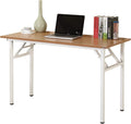 sogesfurniture Stół składany biurowy do nauki, biurko do pisania, stół do komputera PC, stół na laptopa, stanowisko robocze, stół do jadalni, stół do gier, bez potrzeby instalacji, 100x60x75cm, teak i