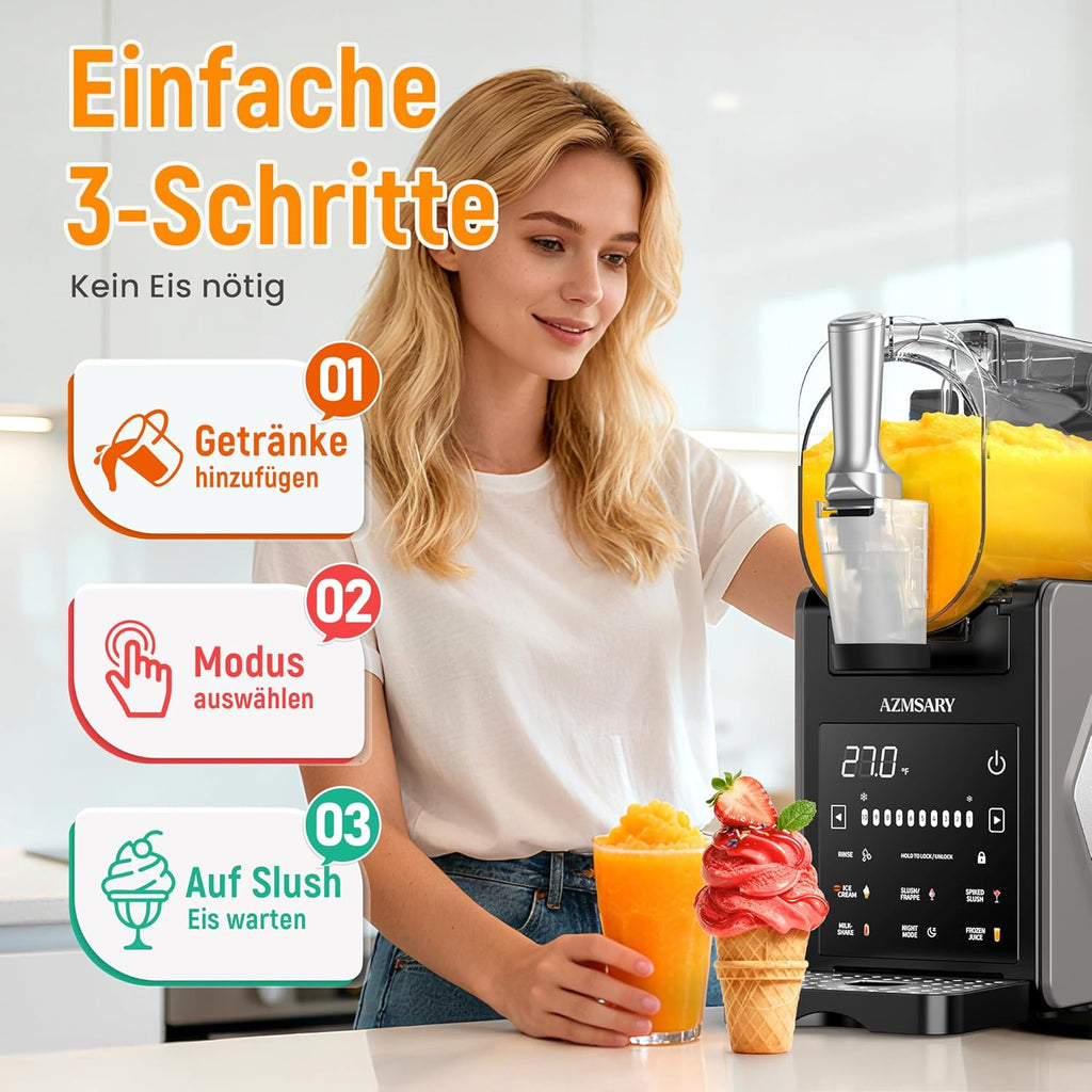 Máquina de granizados: máquina de helados y granizados de 2,5 L para el hogar, con pantalla LED, 6 programas preestablecidos para helados, frappés, batidos y limpieza automática (negro)