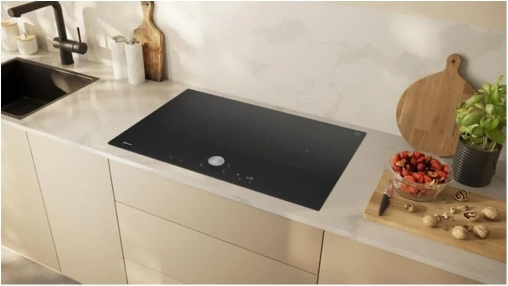 NEFF T68FTV4L0, N 90, płyta indukcyjna, samowystarczalna płyta grzewcza z ceramiki szklano-ceramicznej, szerokość 80 cm, Twist Pad, Flex Induction, Home Connect, Smart Hood Automatic, bez ramy, kolor