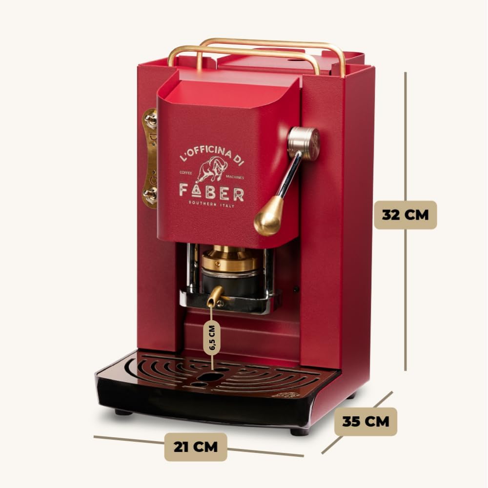 Cafetera Faber PRO Total Deluxe de latón, papel ESE de 44 mm, 1,3 litros, (blanco)