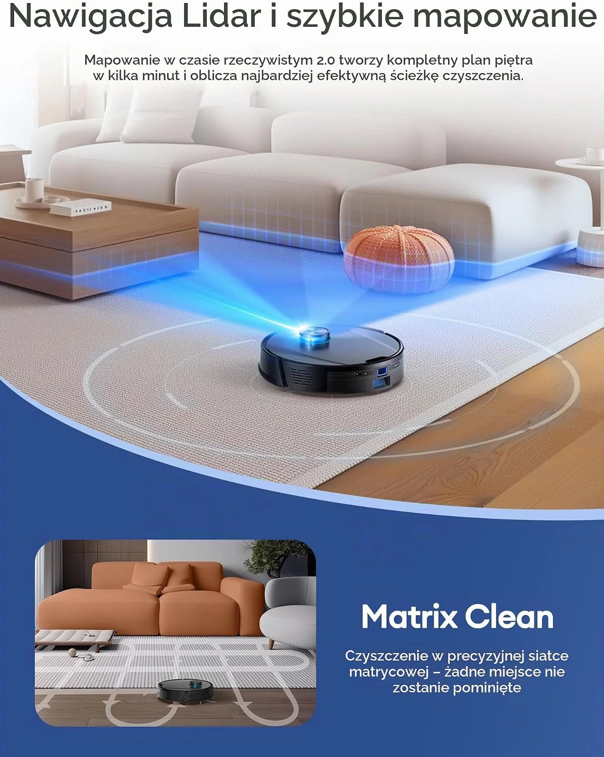 Ultenic T20 Pro Robot Odkurzający z Samooóżnianiem, 8000 Pa, Cichy, Sterowanie WiFi/Bluetooth/Alexa/App, 6 Trybów Czyszczenia, Idealny do Sierści Zwierząt