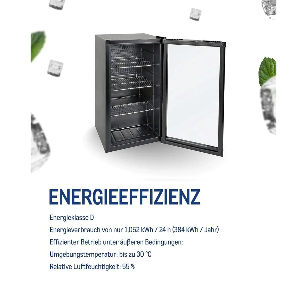 Mininevera METRO Professional GPC1088 88L 1,052 kWh/24h 3 estantes de acero inoxidable puerta de cristal reversible 39dB LED clase energética D
