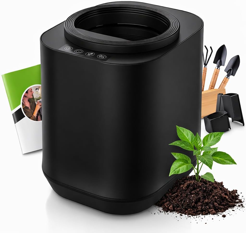 Compostador eléctrico de cocina 4L | Transforma tus residuos en abono con un clic | Compostador eléctrico WeEarth (Negro)