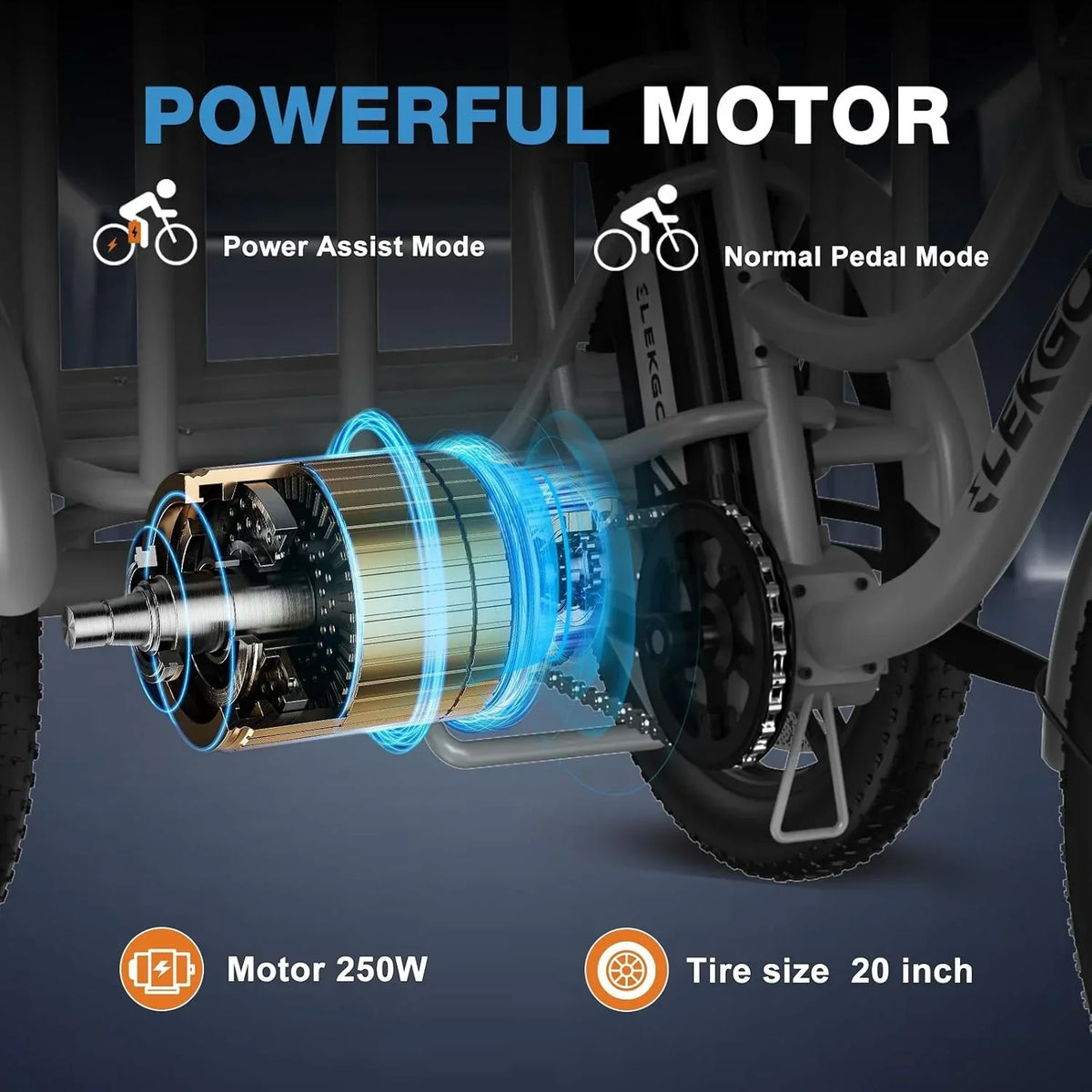 ELEKGo EGO03 Triciclo Eléctrico de Carga 500W 48V 18Ah, Pantalla LCD, Neumáticos 20x3.0