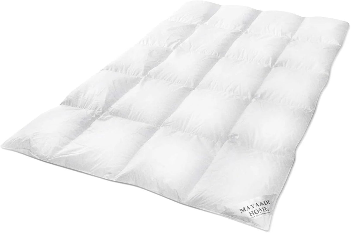 Mayaadi Zimowa kołdra puchowa, bardzo ciepła 200 x 220 cm, 2500 g, 70% puch, 30% pierze, 100% naturalna bawełna, wyprodukowana w Europie, pikowana kołdra dla alergików – MA49