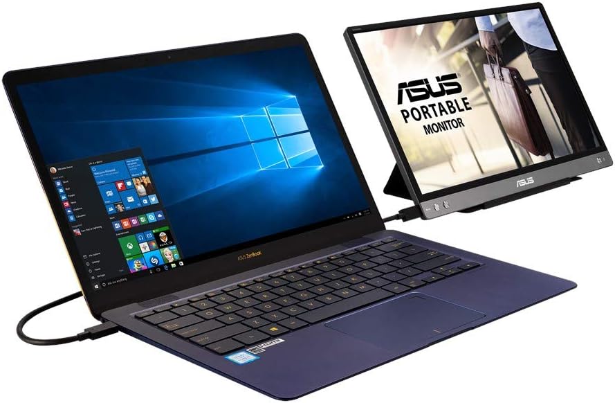 ASUS ZenScreen MB14AC - Monitor portátil FHD de 14" - Teletrabajo o gaming - Alimentación y visualización mediante USB-C o USB-A - Panel IPS - 1920x1080 - Tecnología Flicker-Free/Filtros de luz azul - Para portátil