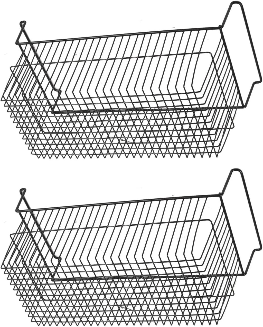 Organizer do zamrażarki skrzyniowej, głęboki kosz, do układania w stos, metalowy drut, czarny, do kuchni, lodówki, spiżarni (dł. 63 cm x szer. 27 cm x wys. 29 cm, uchwyt 9 cm)
