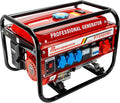 Generador eléctrico de gasolina | Generador de energía con accesorios | Generador de emergencia silencioso | 5 tomas de corriente 3x 230V / 1x 400V / 1x 12V | 6,5 HP (generador eléctrico con arranque manual)