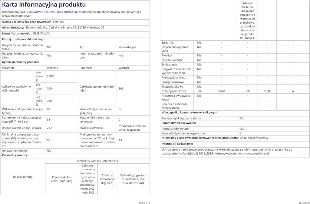 Congelador Siemens GS54NAWCV iQ500, 176 x 70 cm, 327 L, noFrost nunca más volver a descongelar, bigBox espacio para alimentos congelados grandes, varioZone estantes y cajones de cristal flexibles, Blanco