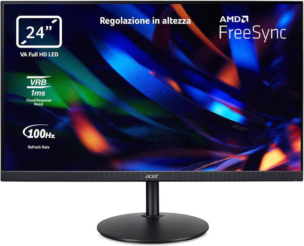 Acer CBA242YHbirf - Monitor para PC 24" Full HD, 100Hz HDMI/75Hz VGA (1920x1080, 16:9, FreeSync, 1ms VRB, 250 Nits, Comfyview, BlueLightShield, Flicker-Less, 1xVGA/1xHDMI 1.4) Monitor para PC, Color Negro