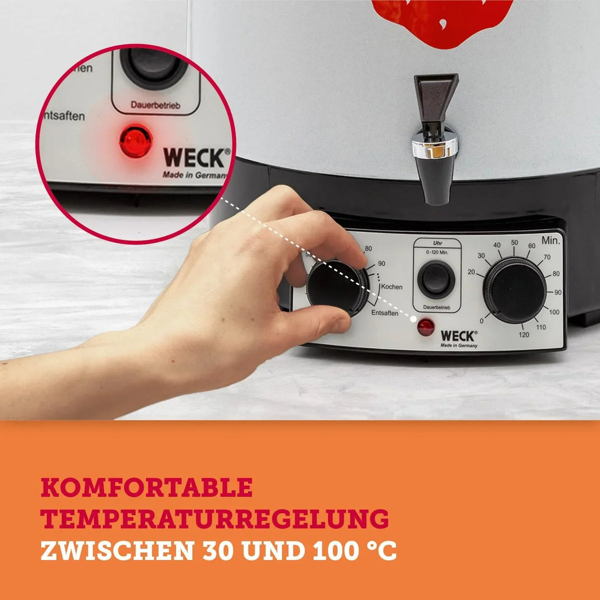 Olla conservadora WAT 15-A 29L 1800W, termostato de precisión, temporizador, grifo de salida, esmalte