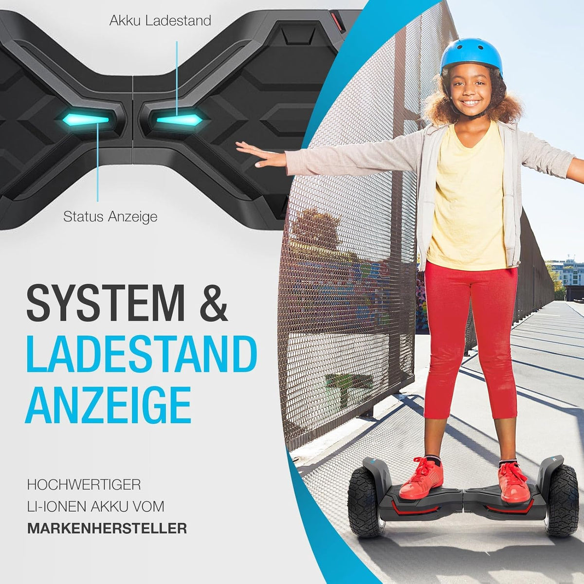 Hoverboard todoterreno premium de 8.5" Bluewheel HX510 SUV, marca de calidad alemana - Modo de seguridad para niños y aplicación - Bluetooth - Potente motor dual - Patinete eléctrico autoequilibrado