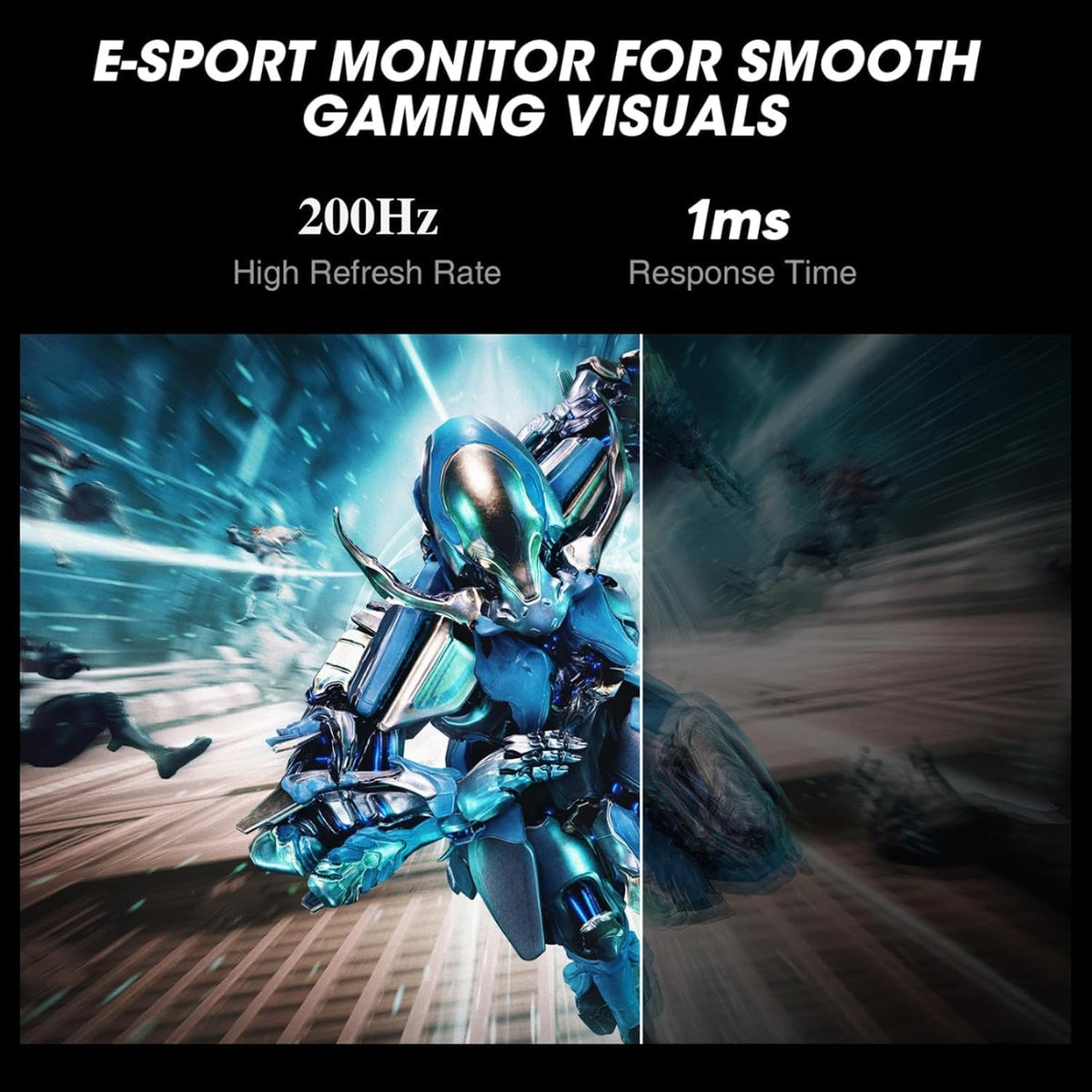 Monitor Gaming KOORUI 27 pulgadas, Fast IPS 200Hz HDR 400 1ms, Monitor de ordenador para juegos, DCI-P3 95% 350 nits, Adaptive-Sync, compatible con VESA 75 * 75mm, HDMI 2.0/DP1.4
