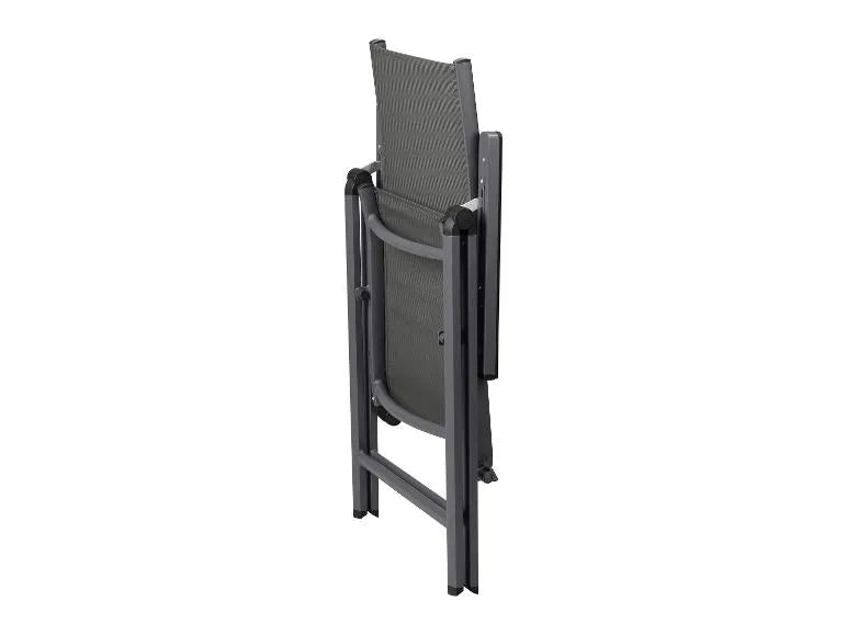 Conjunto de aluminio "Houston", 9 piezas: mesa extensible y 8 sillas de respaldo alto, gris