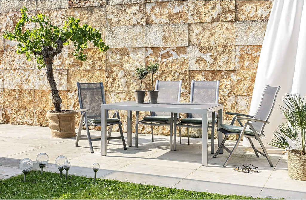 Sillón plegable Dehner Chicago, aprox. 110 x 63,5 x 67,5 cm, textileno/aluminio, gris