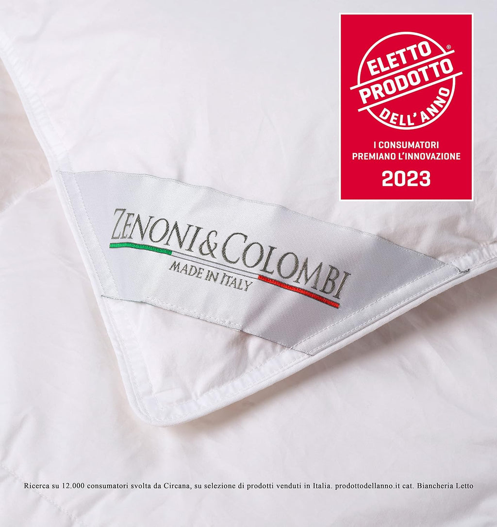 Zenoni & Colombi |Kołdra puchowa, bardzo ciepła kołdra zimowa, klasa ciepła 5, 90% puch gęsi, 10% pierze, waga wypełnienia: 310 g/mq, 100% bawełna, wyprodukowano we Włoszech (250 x 200 cm)