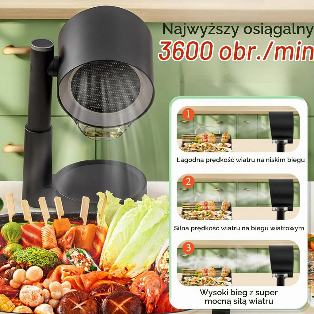 Przenośny okap kuchenny mini do kuchni, przenośny okap kuchenny z regulacją wysokości i 3 prędkościami, tryb obiegu powietrza bez węża wylotowego, do kuchenek indukcyjnych, BBQ, kamperów