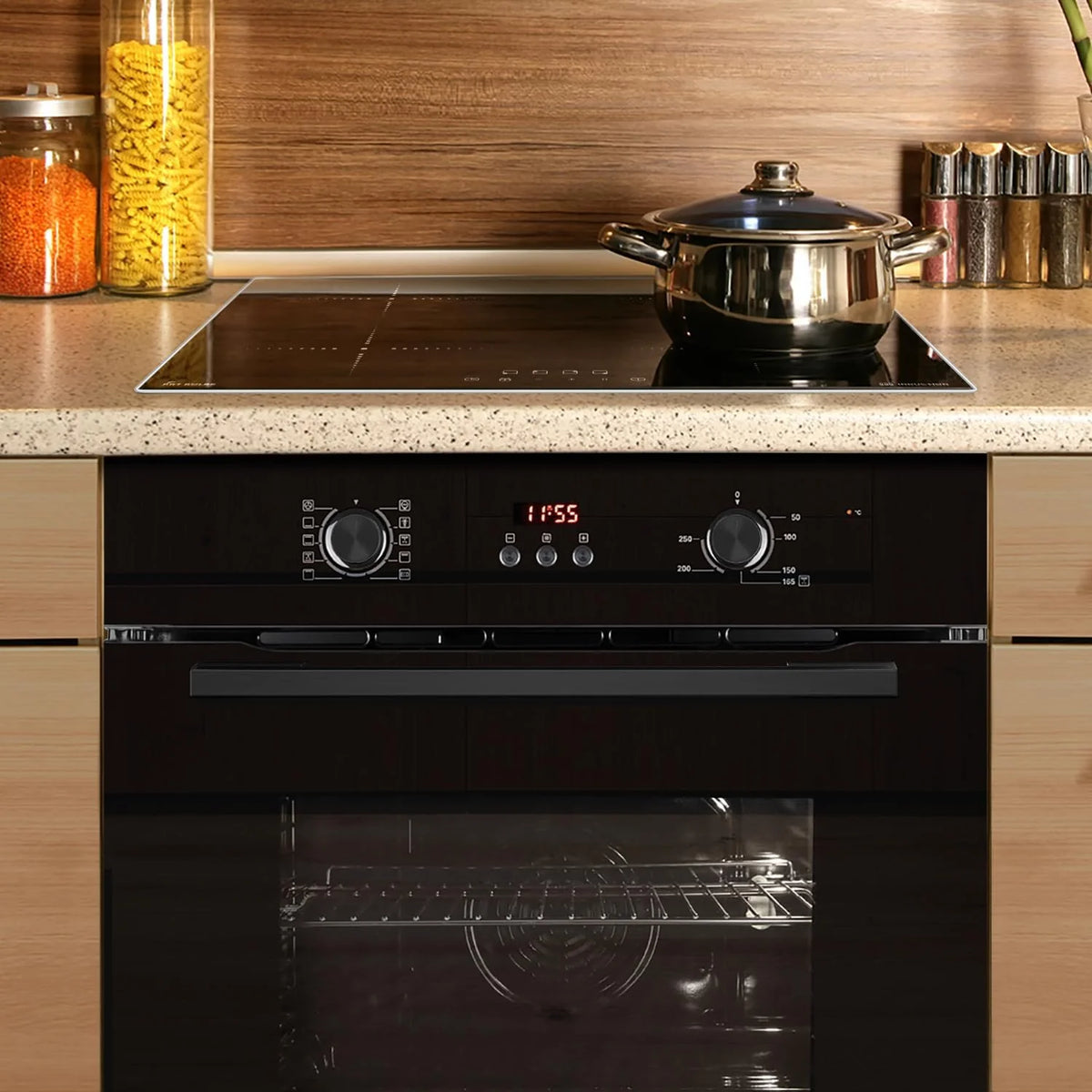KKT KOLBE Automatyczny zestaw kuchenny | 60 cm piekarnik do zabudowy BO8005FB | 59 cm płyta kuchenna indukcyjna IH85900ED | grill z gorącym powietrzem | timer | szkło termochronne | zabezpieczenie dla
