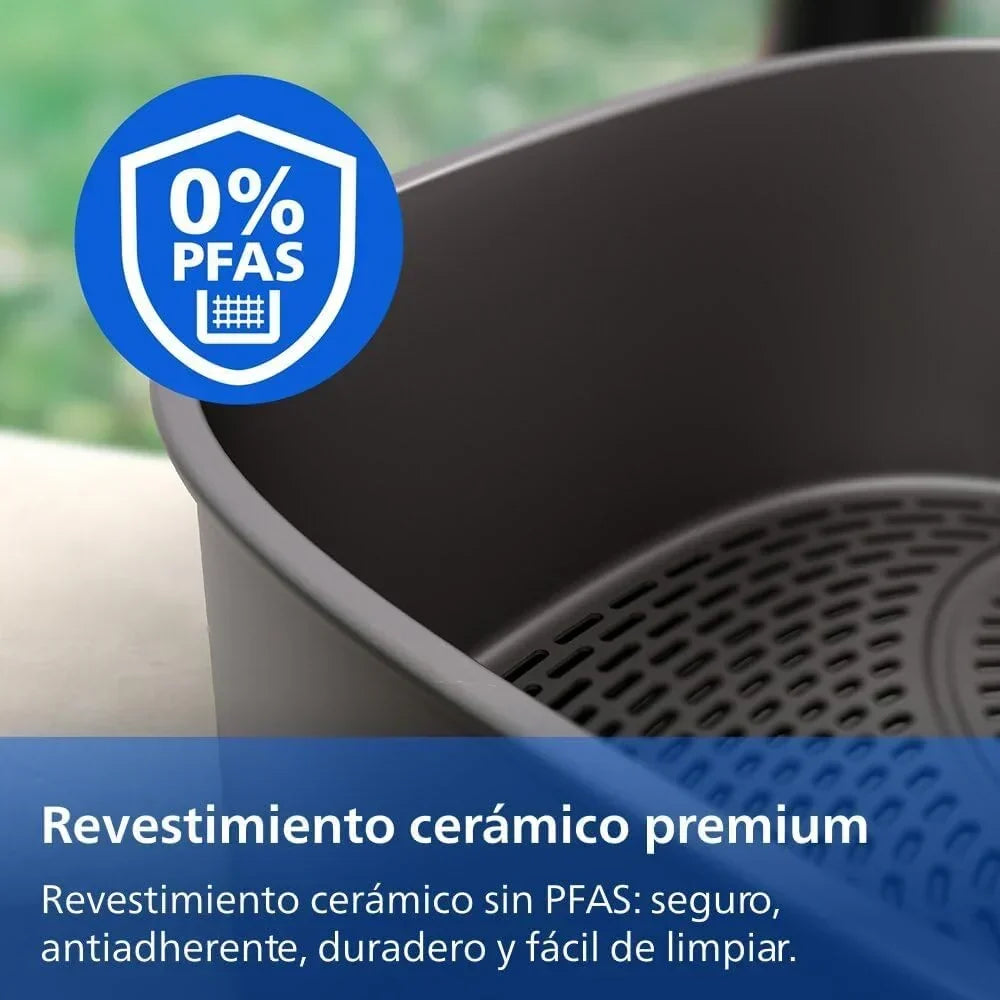 Philips Airfryer Serie 4000 de Doble Cesta Vertical 10L – Tecnología RapidAir, Sync, 2 cestas a la vez, 45% menos de espacio, revestimiento cerámico sin PFAS, ventanas de visualización (NA460/00)