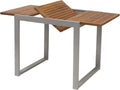 Mesa extensible de balcón Naxos 80/120x70 cm, aluminio gris plateado + acacia aceitada marrón, resistente a la intemperie