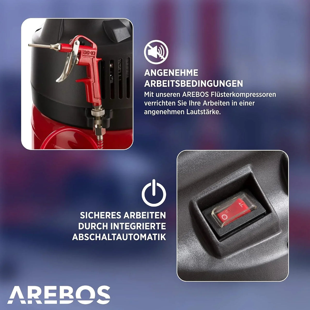Compresor de aire AR-HE-LK150050S 50 L 1500 W 10 bar sin aceite con juego de accesorios de 13 piezas y manguera en espiral de 5 m