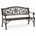 Banco de jardín de aluminio con ornamentos, bronce, 125x60x80 cm