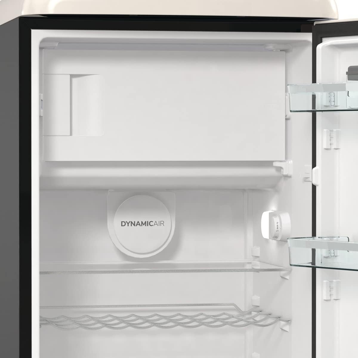 Gorenje Retro Collection OBRB 615 DBK Retro – Frigorífico combi / 152,5 cm / FrostLess / Función de enfriamiento rápido / FreshZone / FastFreeze / Capacidad frigorífico 225 l / Capacidad congelador 22 l / Clase energética D / negro