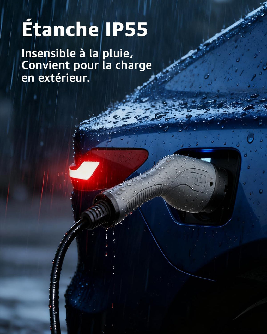 Cable de carga para coche eléctrico bokman tipo 2 (22 kW, 5 metros), impermeable IP55, carga rápida y segura compatible con Model3/e-208/500-e (cable T2)