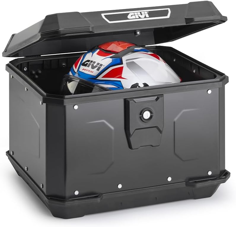 Top Case Générique Alp44B Alpine Black Line Noir avec plaque universelle compatible avec les supports Givi Monolock