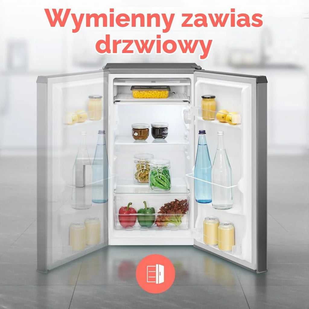 Lodówka Bomann® z zamrażalnikiem, 83 litry, Energooszczędna, cicha i kompaktowa, 0°C - 8°C, płynna regulacja temperatury, 2 półki i szuflada na warzywa, Oświetlenie LED