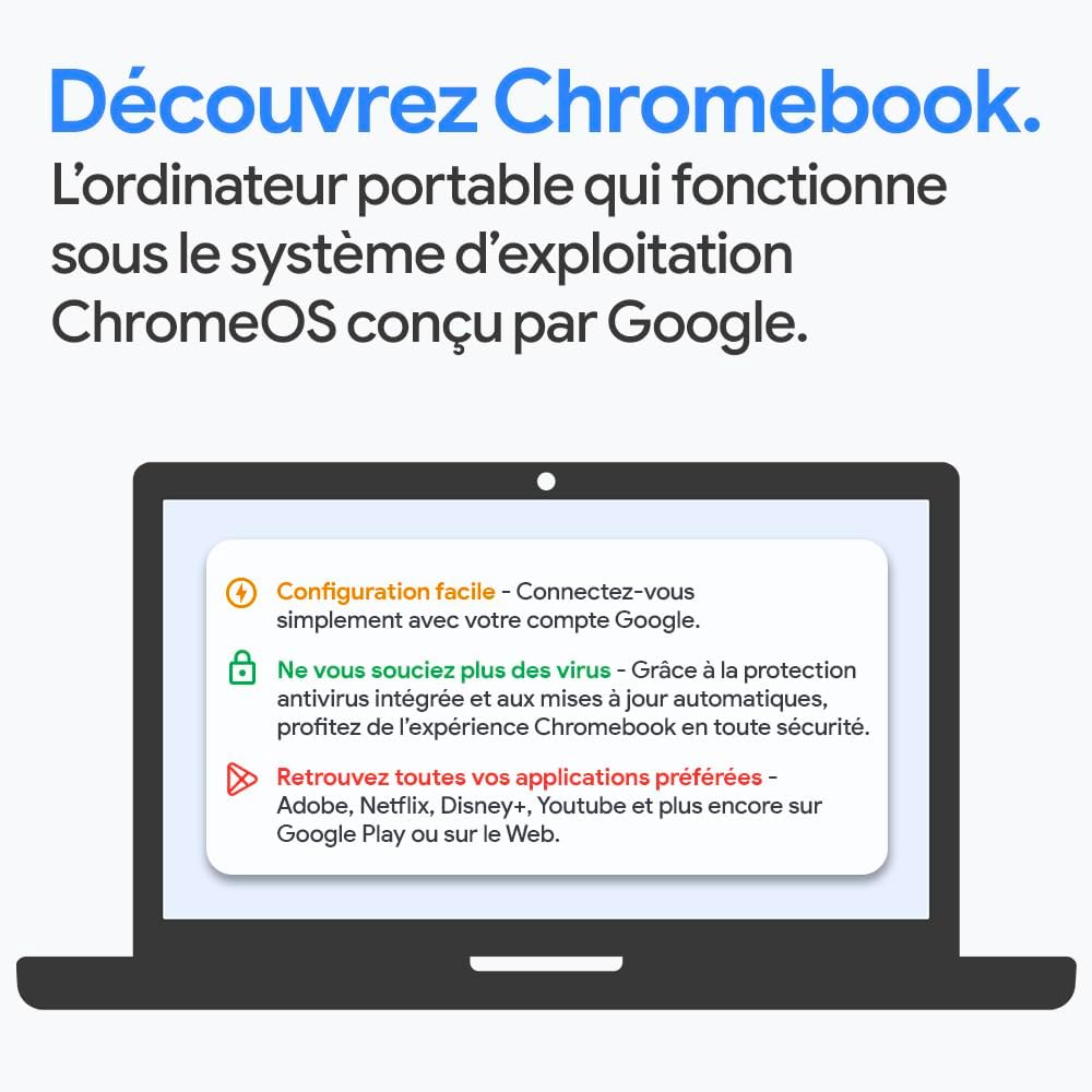 Lenovo IdeaPad Slim 3 Chrome 14M868 - Ordenador portátil 14'' FHD (MediaTek Kompanio 520, RAM 8GB, SSD 128GB, GPU Arm Mali-G52 2EE MC2, Chrome OS) Teclado AZERTY francés - Azul