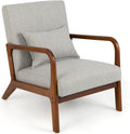 COSTWAY Fotel do salonu, tapicerowany, nowoczesne krzesło, drewno, z podłokietnikami, jednoosobowa sofa do salonu, sypialni, 65 x 79 x 77 cm, szary