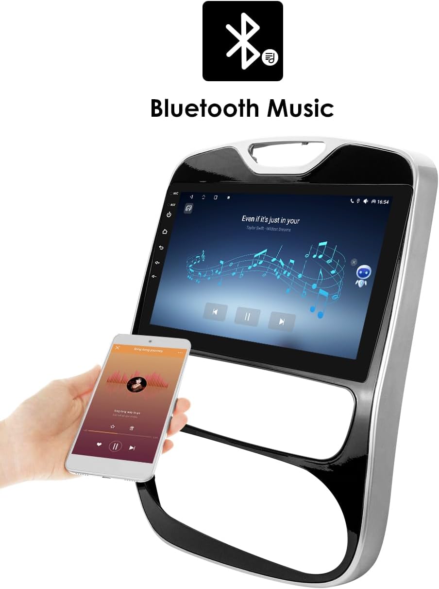 Autorradio Ossuret para Renault Clio 4 (2012-2019), pantalla táctil Android 13 de 10.1 pulgadas, 2+64 GB, navegación GPS con Carplay, Android Auto, WiFi, SWC, Bluetooth y USB