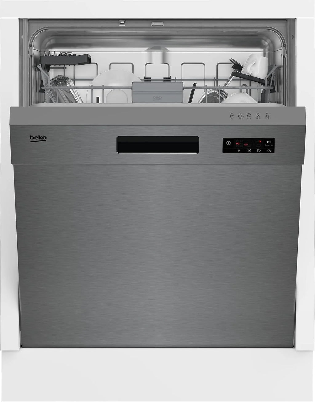 Beko BDUN15430X b300 zmywarka do zabudowy 60 cm, na 14 kompletów naczyń, 3 poziomy zmywania, 4 temperatury, 5 programów, połowa obciążenia, automatyczne otwieranie drzwi, Quick&Clean